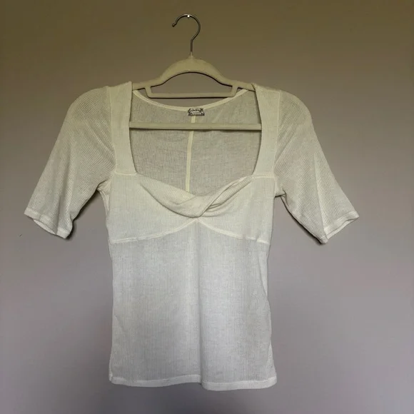 Free People White Ribbed Knit Top - Picture 1 of 3